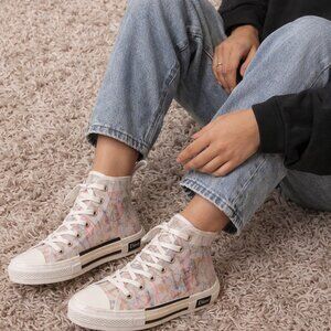 Dior B23 Mens High Top Multicolored Monogram Sneakers Kicks Shoes
